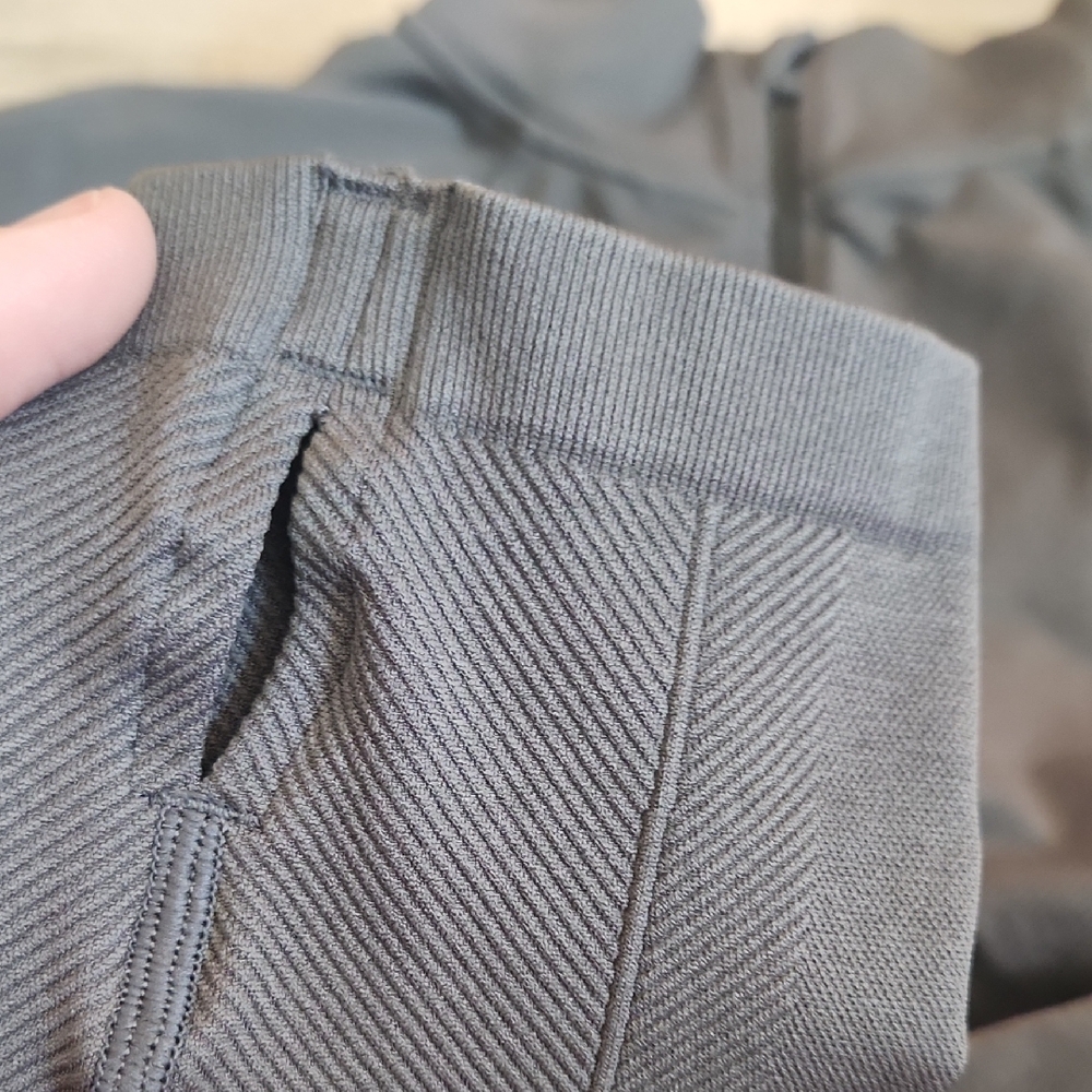 All In Motion | Compression Ribbed Charcoal Quarter-Zip Pullover - Picture 5 of 8